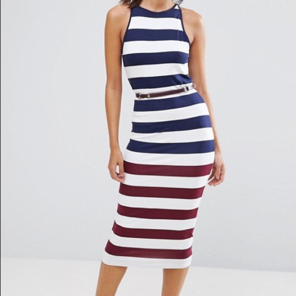 NWT! Ted Baker Rowing stripe bodycon dress